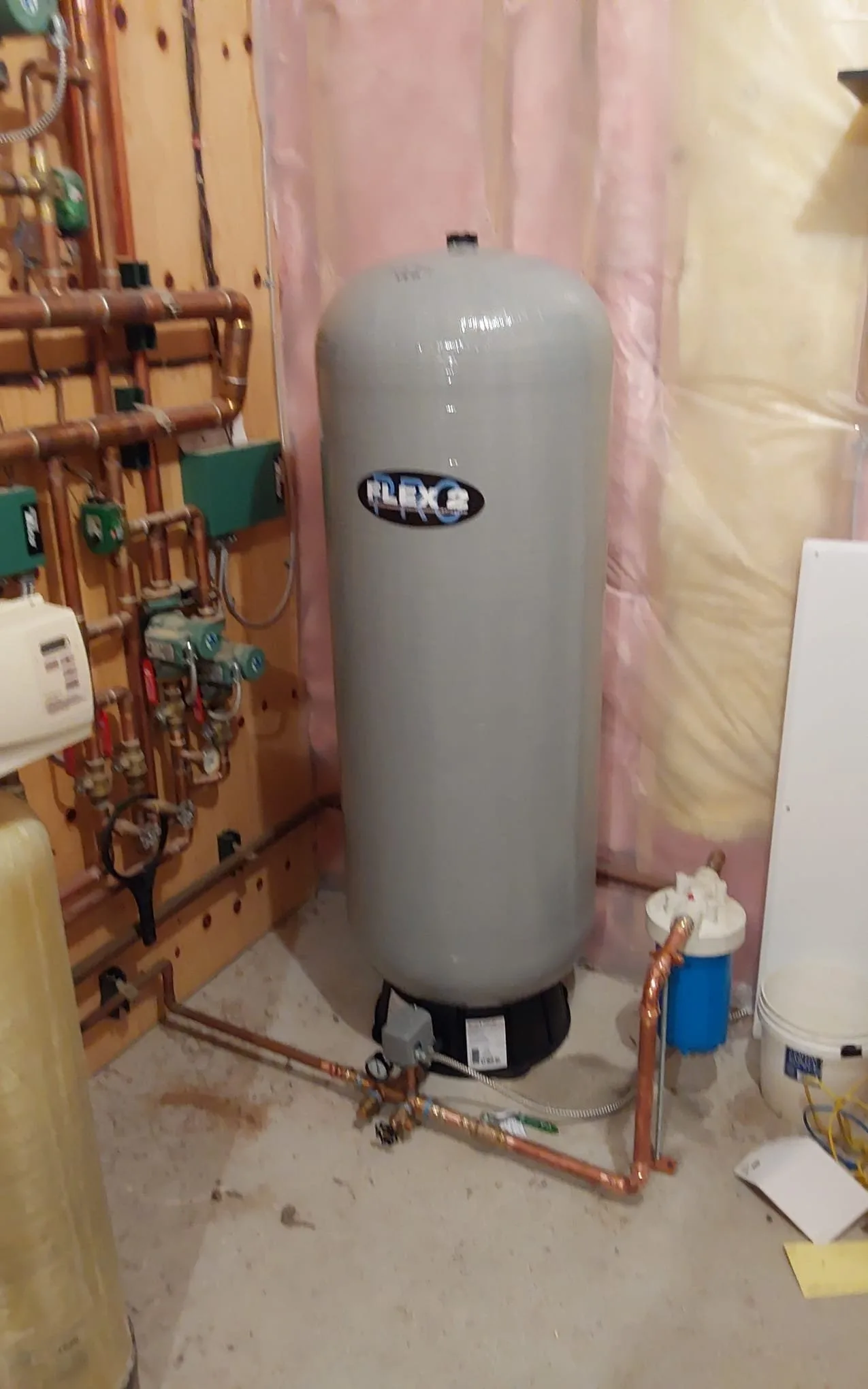 New Flexcon pressure tank installed in a Tabernash, Colorado mechanical room